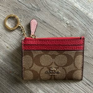 Coach Signature Brown and Red Card Holder